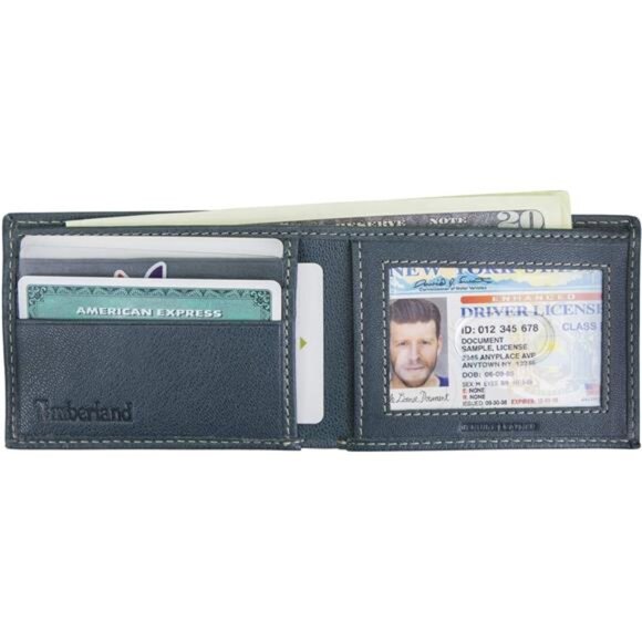 Men's Genuine Leather Wallet, Navy - Picture 6 of 6